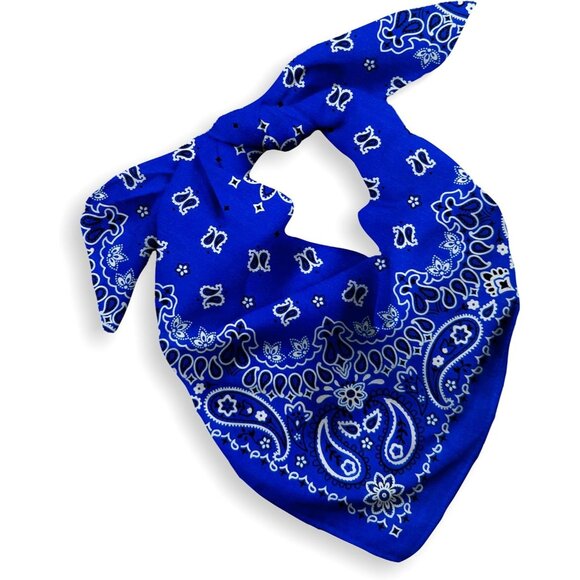 Women's Royal Blue Cotton Bandana Large Cowgirl Handkerchief Headband Scarf - Picture 1 of 7
